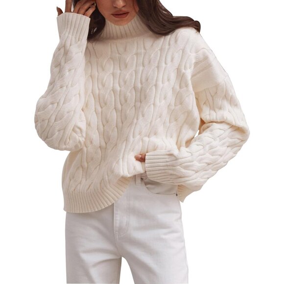 Fashionable Cream Chunky Loose Pullover - Women´s...